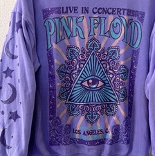 Pink Floyd Live Concert Los Angeles 1975 Purple Band Sweatshirt Size Small