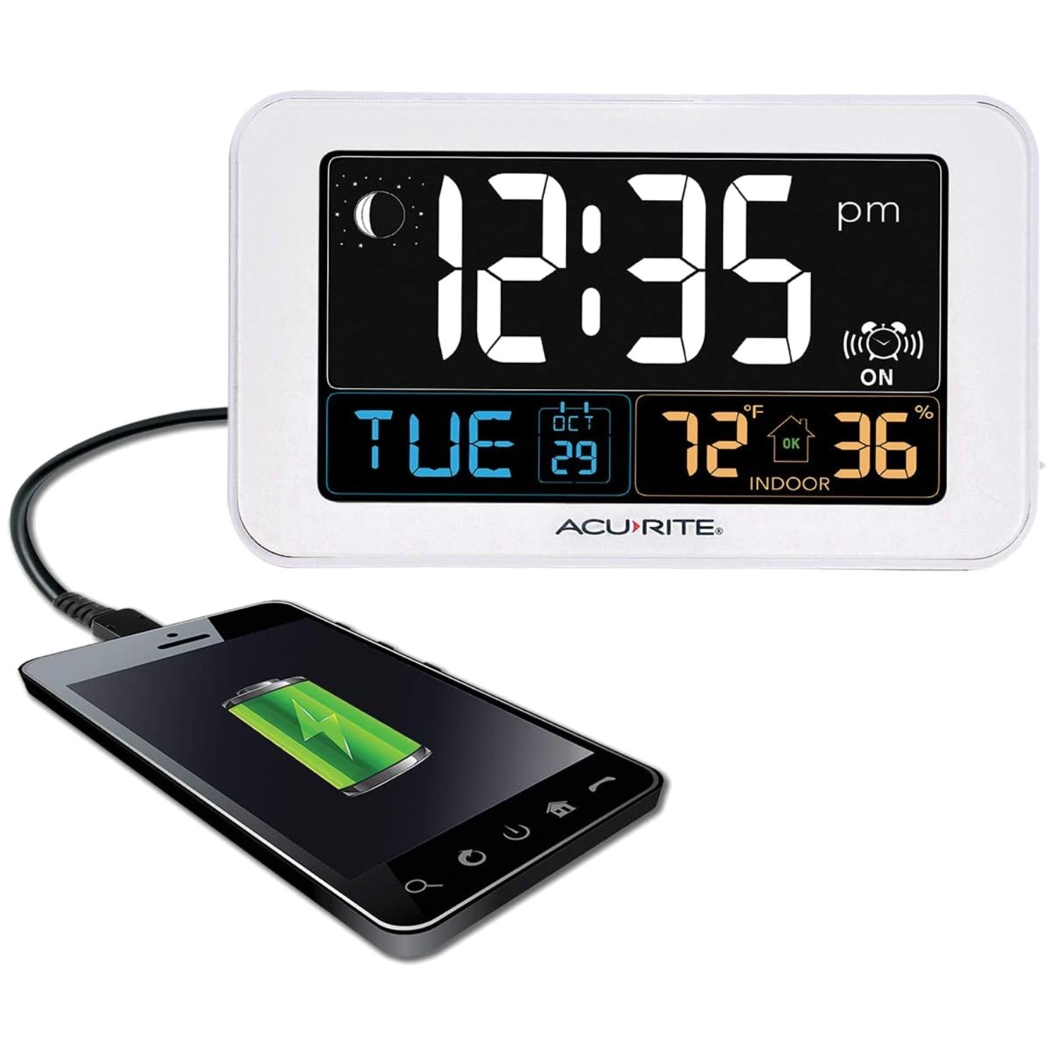Classic Alarm Clock for Bedroom with USB Charging