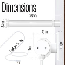 Prem-I-Air 135W Tubular Heater - IP55 Rated greenhouses, outhouses, garage home