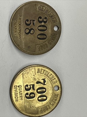 bethlehem Mines Corp Quarry Division Brass Tags Bridgeport 