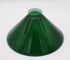 ANTIQUE 10" SLANT Cased Emerald Green & Opal Milk Glass LAMP SHADE 2-1/4" FITTER