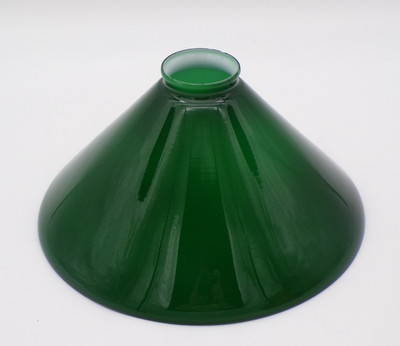 ANTIQUE 10'' SLANT Cased Emerald Green & Opal Milk Glass LAMP SHADE 2-1/4'' FITTER