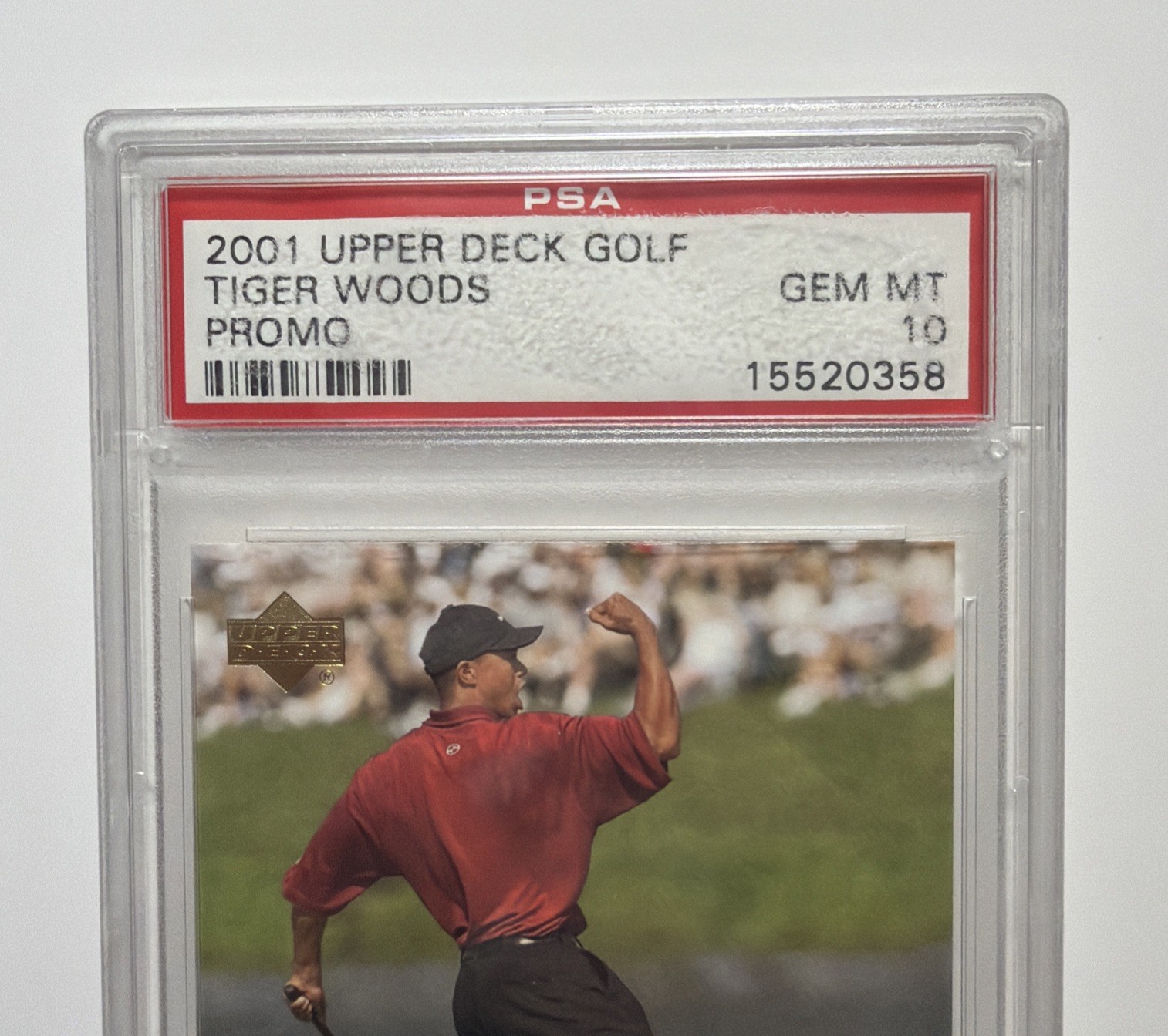 2001 Upper Deck Tiger Woods Promo PSA 10 GEM MINT Rare Golf Card view 3