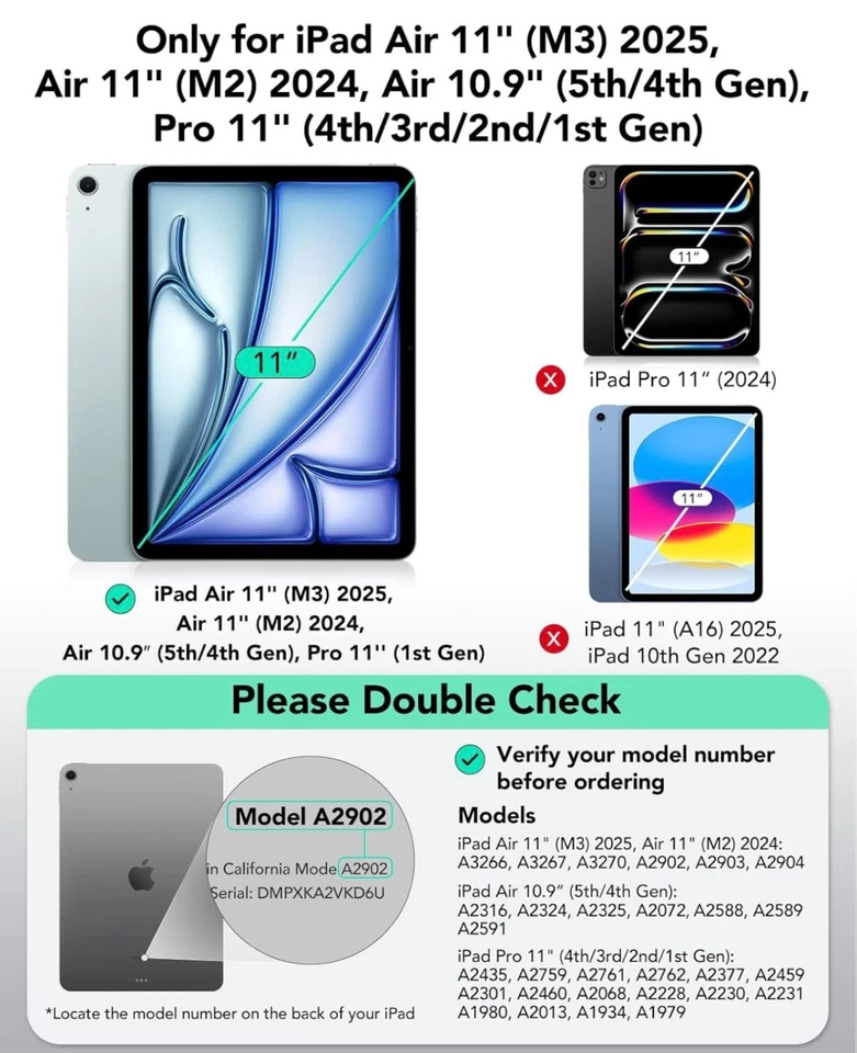 iPad Air11 inch Case with Keyboard(M3/M2,2025/2024)iPad Pro11(4th/3rd/2nd/1st) - Image 2 of 4