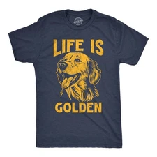 Mens Funny T Shirts Life Is Golden Sarcastic Puppy Graphic Novelty Tee for Men