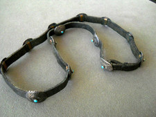 Southwestern Turquoise Sunburst Design Concho Black Leather Hat Band 13 pieces