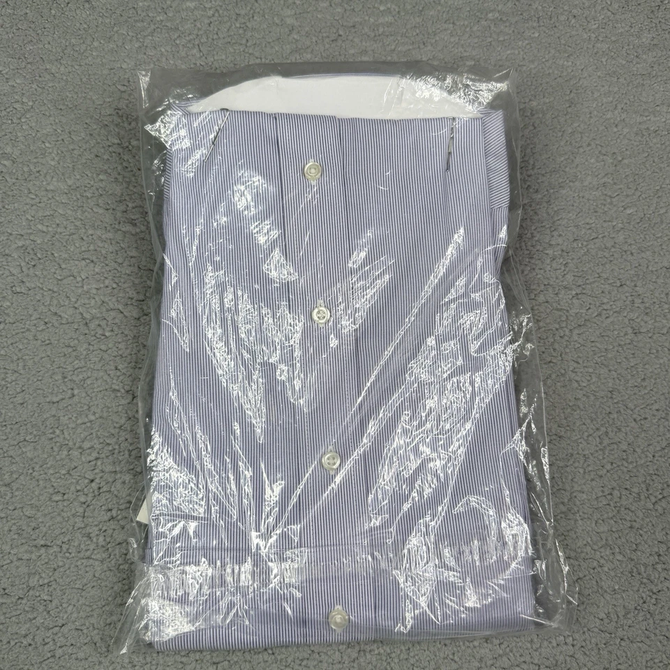 Camisa de vestir Stafford para hombre 17,5 34/35 azul a rayas rendimiento de viaje pinpoint nueva con etiquetas Foto 2 de 4