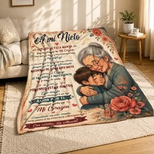 Grandma Hugging Grandson Quote Coral Fleece Blanket