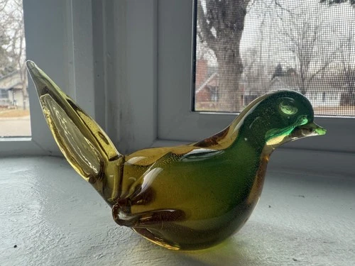 MCM Vintage Genuine Art Deco Seguso Style Murano Glass Bird (marked)