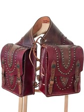 Genuine Leather Western Horse Tooled Saddle Bag.