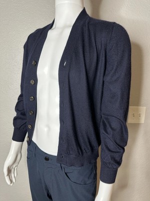 Brunello Cucinelli Cashmere & Silk Cardigan Sweater - Men s SIZE 48 - Navy Blue
