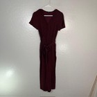 Rails Jumpsuit Womens XS Rust Spotted Jet Short Sleeve Tie Waist V Neck Wide Leg