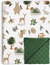 Woodland Baby Blanket Girls Boys Soft Double Layer Minky Dotted Backing Forest