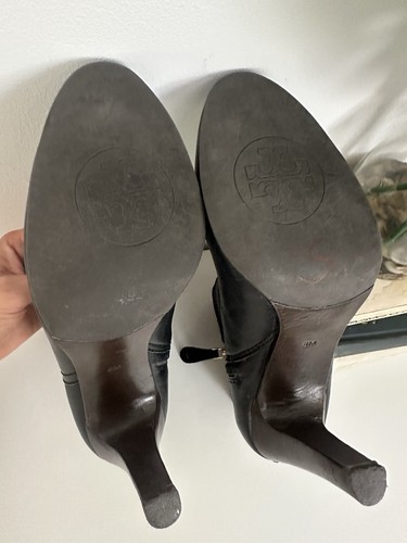 Tory Burch Size 8 Black Leather Ankle Boots Booties - Picture 5 of 6