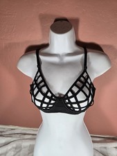 Vintage Fredericks Of Hollywood Adriana Spider Plunge Balcony Bra Black M NWT