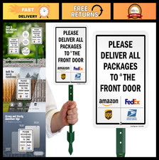 10x7 Inch Front Door Package Delivery Sign - Rustproof Aluminum, Laminated, Yard