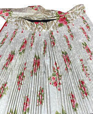 Floral Accordion Pleated Half Apron Pink Roses Flowers New tags Vintage 60s