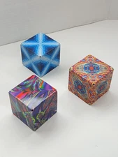 SHASHIBO Cube Lot Of 3 Blue Planet Chaos Spaced Out Magnetic Puzzle Cubes Fidget