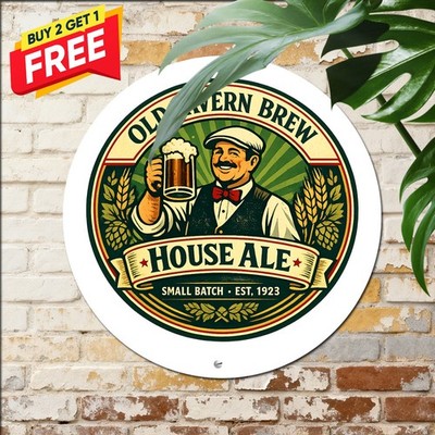 Vintage Italian Beer Brewery Logo Style Round Metal Sign Tavern Pub Tin Plaque