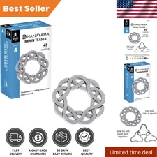 Classic Hanayama Brain Teaser Puzzle - Level 4 Metal Challenge for All Ages