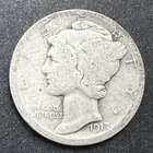 1917 Mercury Dime 10 cents USA Coin 90% Silver Liberty Freedom WWII CIR G