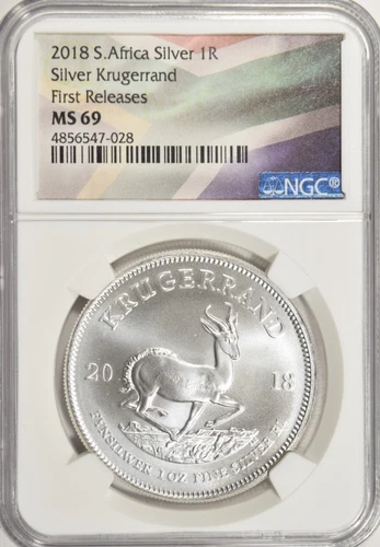 2018 SOUTH AFRICA SILVER KRUGERRAND FIRST RELEASES ~ NICE BRIGHT WHITE NGC MS69!
