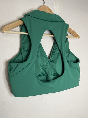 Lululemon Women's 12 Large Green Collared Sports Bra Top Padded - Picture 3 of 5