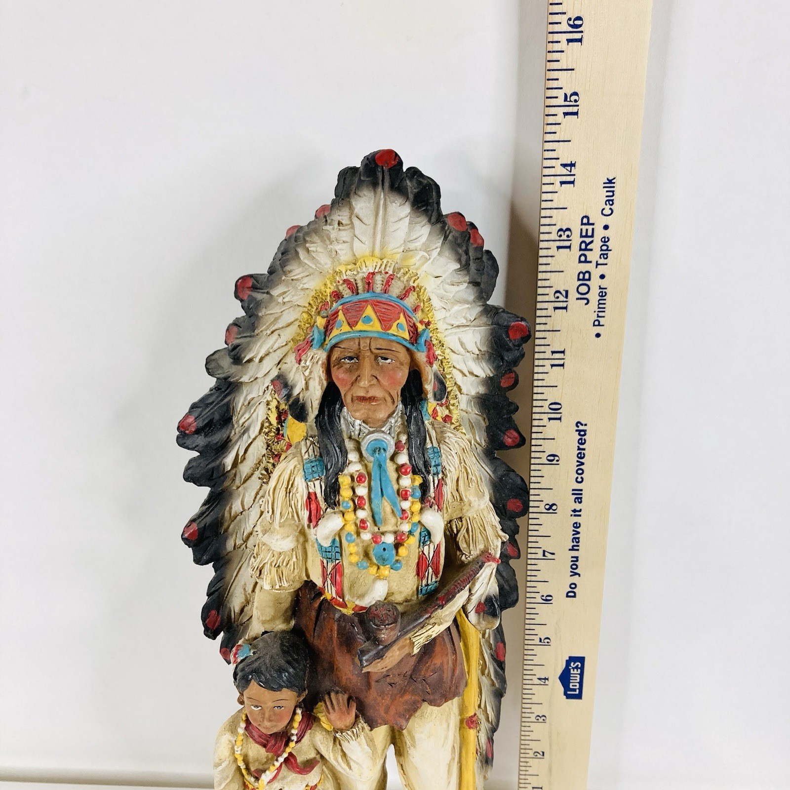 Indian Chief w/ Grandson Passing Knowledge Native American Unknown Origin 15”