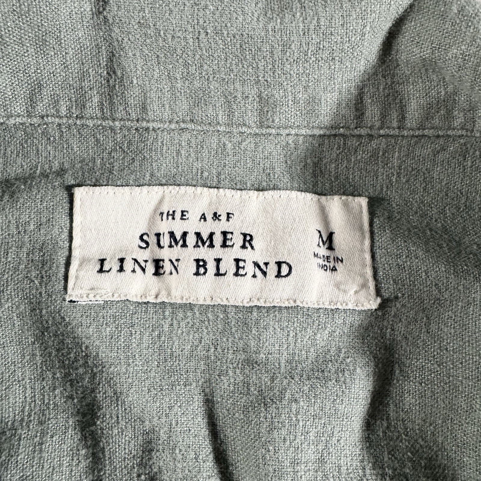 Abercrombie & Fitch Shirt Mens Medium Green Linen Blend Button Up