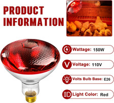 Heat Lamp for Chickens 150W Red Heat Lamp Infrared Light Bulb for Chicks Coop