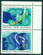 Papua New Guinea 1972 25th Anniversary South Pacific Commission  Setenant    MNH