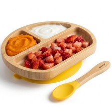 Octopod Bamboo Dish - Kids Plates for 4 months and up, 3-Compartment Baby Pla...