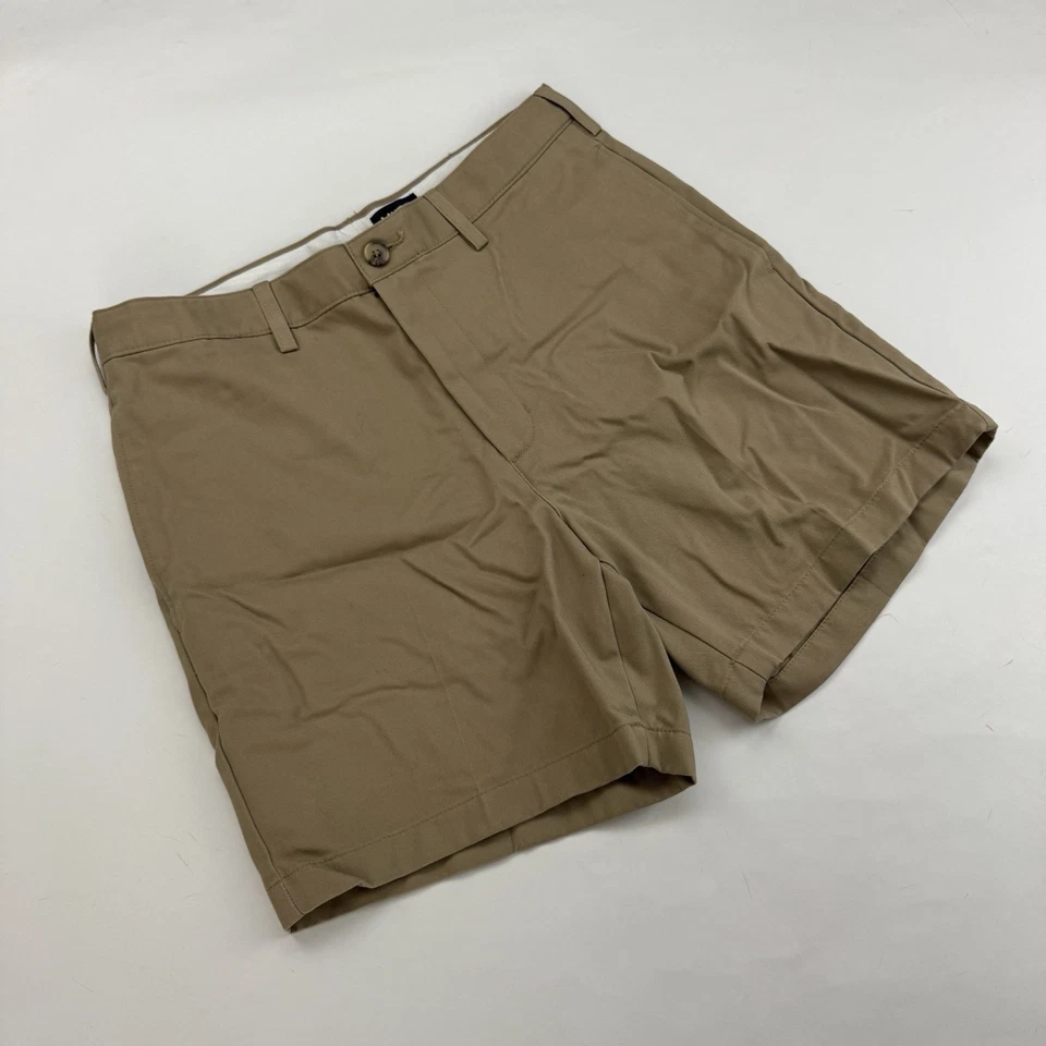 Lands End 传统版型 30 码棕色棕褐色斜纹短裤平前 100% 棉 — 第 4/4 张图片