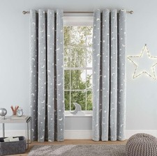Teddy Grey  Fleece Curtains Glow in the Dark 66x72 66x90 for Cozy Nights UK