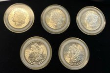 1878-1893 Morgan 90% silve r rolls 5 coins CC intact Ender not in circulation US