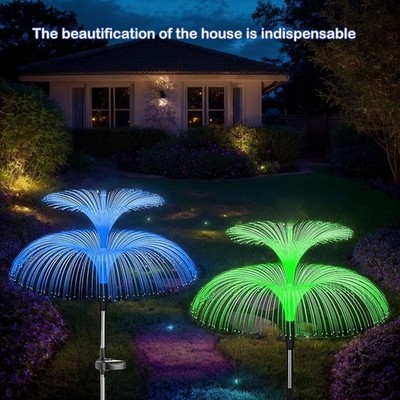 2PCS Solar Power Garden Lights LED 7Color Changing Stake Jellyfish Light Outdoor