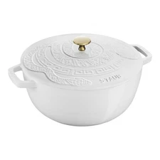 Staub Cast Iron 5.25 qt, Essential French Oven with Snake Lid, pure-white