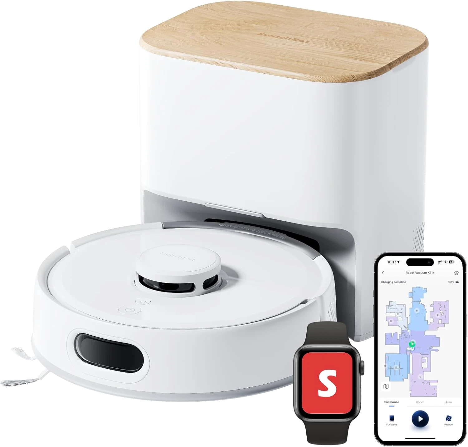 K11+ Robot Vacuum & Mop, 6000Pa, Self-Emptying, Alexa & Google Home Compatible