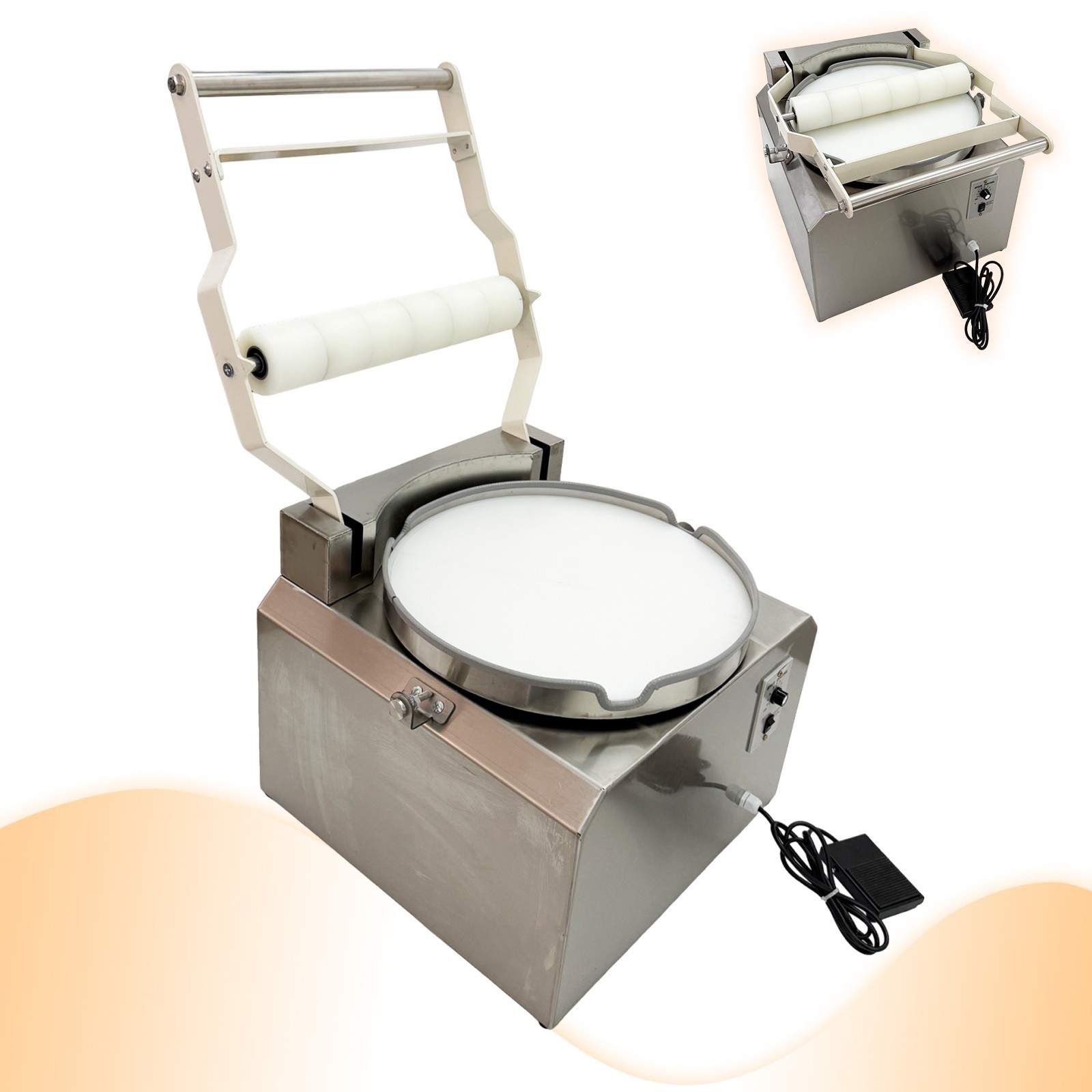 110V Φ15.7in Semi-auto Dough Roller Machine Pita Pizza Chapati Making Machine