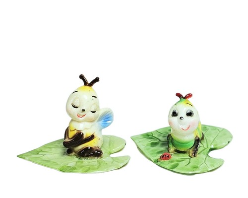Enesco Caterpillar Bug Plastic Figurines Vtg 1976 LOT OF 2 Hong Kong Lady Bug