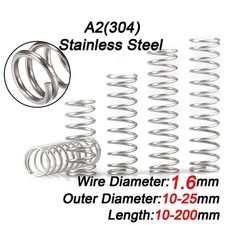 Compression Spring 1.6mm 304 Stainless Steel Length 10 to 200mm Pressure Spring