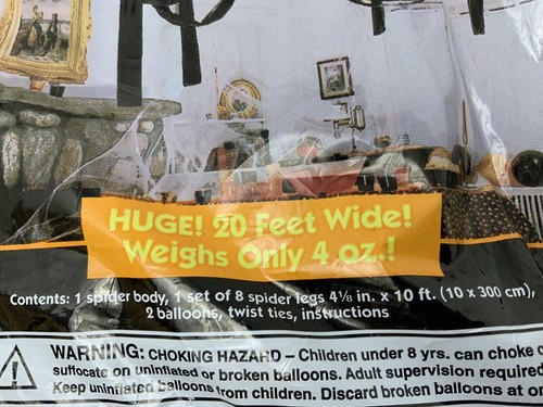 Vtg Halloween Giant Hanging Spider Decoration 90s Indoor Outdoor 20’ Wide USA - Picture 8 of 12