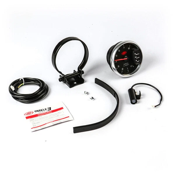 SAAS Muscle 3 SG32612 Tachometer 0-8000 RPM Tacho shiftlight Black 95mm 3-3/4" - Image 3 of 4