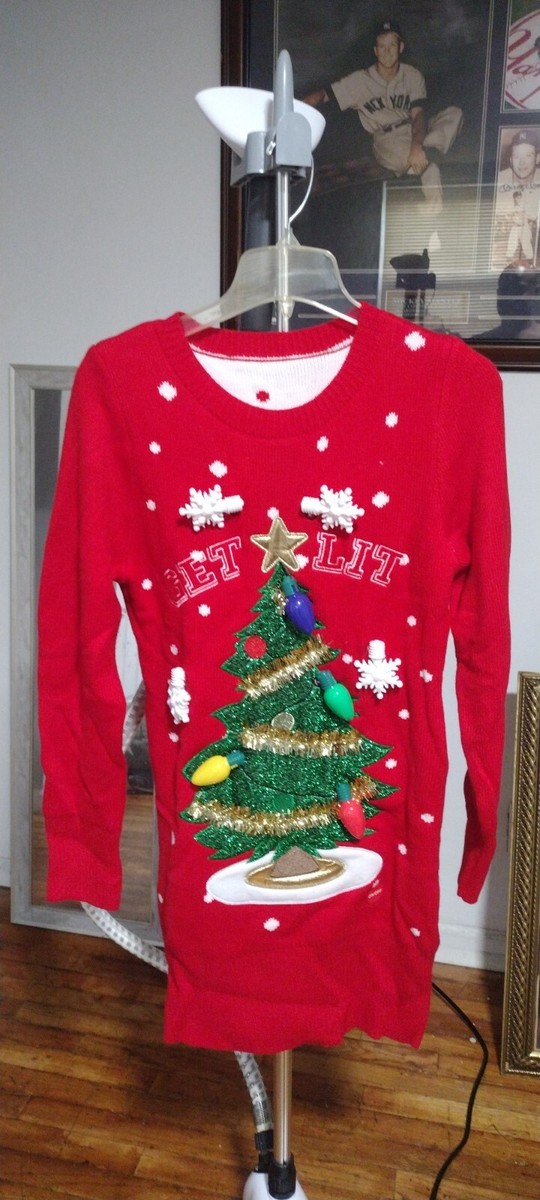 white christmas dresses Woman Light Up Pullover Ugly Sweater Dress