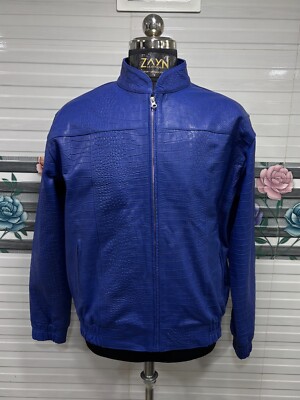ジャケット・アウター Belvet Croc Embossed Leather Jacket Blue 大事なモノを失ってでも知りたいブランド
