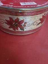 2.5"x 55yard Christmas poinsettia Holly Red /Gold Glitter Craft Ribbon