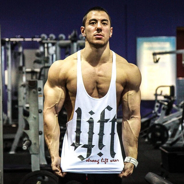 Men vest sleeveless Bodybuilding Stringer Tank Top Fitness Gym Workout  Cotton