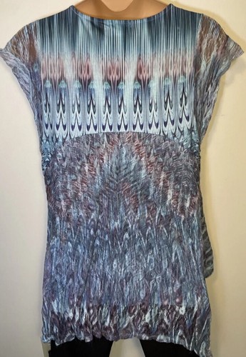 🌺 One World tunic blue colorful boho sequins lace sleeves overlay size XL - Picture 4 of 7