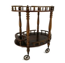 Carrito de té bar cóctel mediados de siglo moderno isla de cocina tallada ornamentada