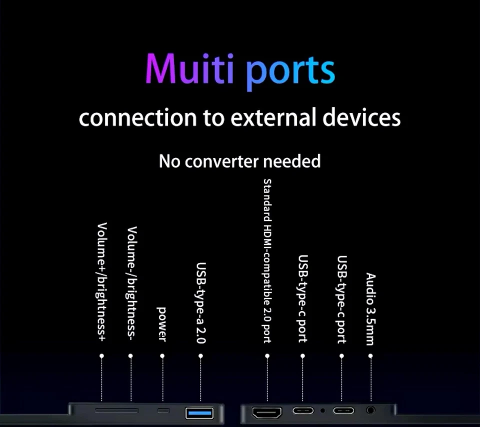 VCHANCE 16” Inch 2.5K 144hz Touch Screen Portable Monitor Display for Laptop PC - Image 3 of 4